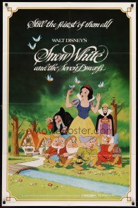 7r841 SNOW WHITE & THE SEVEN DWARFS 1sh R83 Walt Disney animated cartoon fantasy classic!