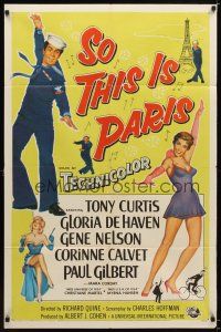 7r845 SO THIS IS PARIS 1sh '54 sailor Tony Curtis is on leave and in love with Gloria DeHaven!
