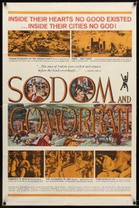 7r846 SODOM & GOMORRAH 1sh '63 Robert Aldrich, Pier Angeli, wild art of sinful cities!