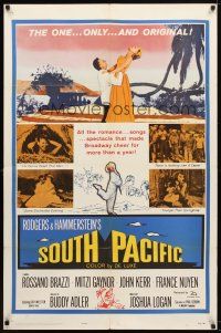 7r856 SOUTH PACIFIC 1sh R64 Rossano Brazzi, Mitzi Gaynor, Rodgers & Hammerstein musical!