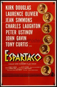 7r858 SPARTACUS Spanish/U.S. 1sh '61 classic Stanley Kubrick & Kirk Douglas epic, cool artwork!