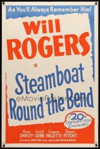 7r869 STEAMBOAT 'ROUND THE BEND 1sh R49 Will Rogers, as you'll always remember him!