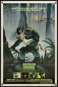 7r884 SWAMP THING 1sh '82 Wes Craven, Richard Hescox art of him holding sexy Adrienne Barbeau!
