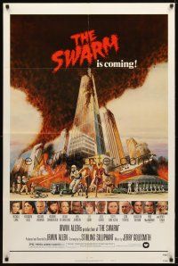 7r885 SWARM style B 1sh '78 directed by Irwin Allen, cool art of killer bee attack by C.W. Taylor!