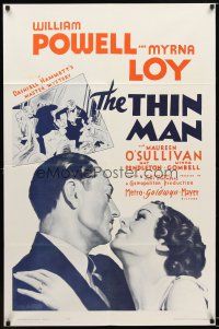 7r112 THIN MAN 1sh R62 William Powell, Myrna Loy, W.S. Van Dyke directed classic!