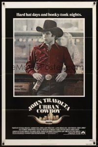 7r951 URBAN COWBOY 1sh '80 great image of John Travolta in cowboy hat with Lone Star beer!