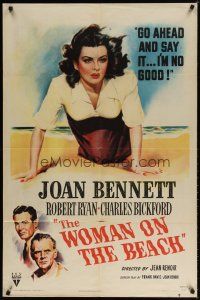 7r127 WOMAN ON THE BEACH 1sh '46 Robert Ryan loves no good Joan Bennett who only loves money!