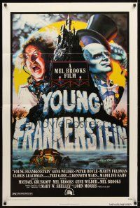 7r989 YOUNG FRANKENSTEIN 1sh '74 Mel Brooks, art of Gene Wilder, Peter Boyle & Marty Feldman!
