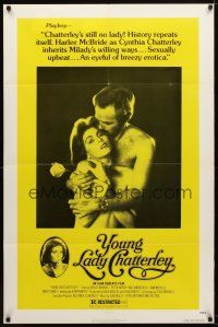 7r991 YOUNG LADY CHATTERLEY R-rated style 1sh '77 Harlee McBride, Peter Ratray, romantic image!