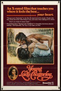 7r992 YOUNG LADY CHATTERLEY X-rated style 1sh '77 Harlee McBride, Ratray, sexy lovemaking in rain!