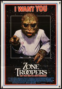 7r997 ZONE TROOPERS 1sh '85 Uncle Sam-like alien, parody of James Montgomery Flagg's I Want You!