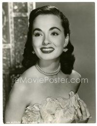 7s090 ANN BLYTH 7.25x9.5 still '54 smiling portrait in cool dress with pearl necklace & earrings!