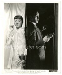 7s235 DANGEROUS TO KNOW 8x10 still '38 Anna May Wong back to back with Anthony Quinn holding gun!