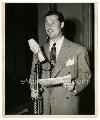 7s257 DON AMECHE 8x9.75 still '44 great close up talking into CBS radio microphone!