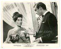 7s270 DR. NO 8x10 still '62 c/u of Sean Connery as James Bond handing card to sexy Eunice Gayson!