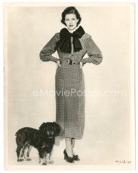 7s288 ELIZABETH YOUNG 8x10 still '30s full-length in great polka-dotted dress by cute dog!