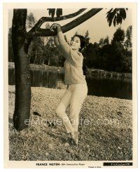7s314 FRANCE NUYEN 8x10 still '58 great close up leaning on tree by lake from South Pacific!