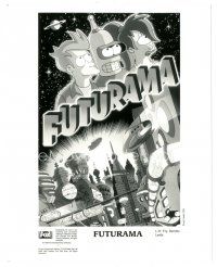 7s324 FUTURAMA TV 8x10 still '99 Matt Groening, cool poster art with Fry, Leela & Bender!