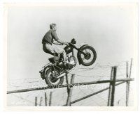 7s361 GREAT ESCAPE 8x10 still '63 incredible image of Steve McQueen jumping his motorcycle!