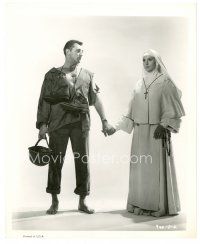 7s377 HEAVEN KNOWS MR. ALLISON 8x10 still '57 Robert Mitchum holding hands with nun Deborah Kerr!