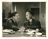 7s380 HER HUSBAND'S SECRETARY 8x10 still '37 close up of Jean Muir & Warren Hull eating at table!