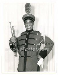 7s532 LOUIS ARMSTRONG TV 7.25x9.25 still '56 holding his famous trumpet as circus bandmaster!