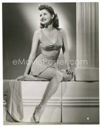 7s589 MARTHA VICKERS 7.5x9.5 still '44 smiling seated close up in sexy 2-piece dress by Bachrach!