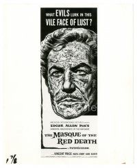 7s598 MASQUE OF THE RED DEATH 8x10 still '64 cool poster artwork of Vincent Price!