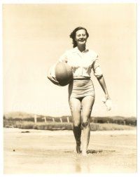 7s617 MICHELE MORGAN 7.5x9.25 still '42 the French actress walking in water & carrying ball!