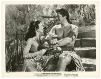 7s767 SAMSON & DELILAH 8x10 still R59 c/u of Hedy Lamarr smiling at Victor Mature, Cecil B DeMille