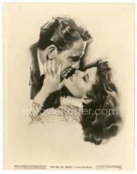7s775 SEA OF GRASS 8x10 still '47 artwork of Spencer Tracy & Katharine Hepburn about to kiss!