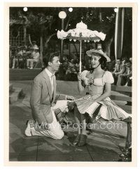 7s801 SMALL TOWN GIRL 8x10 key book still '53 Bobby Van on his knee talking to pretty Jane Powell!