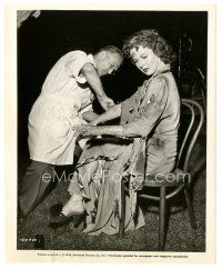 7s806 SMASH-UP candid 8x10 still '46 Susan Hayward has makeup applied to look severely burned!