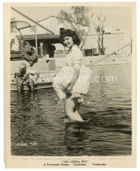 7s866 SUZANNE PLESHETTE 8x10 still '58 holding up dress as she wades through water in Geisha Boy!