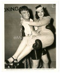 7s933 TREAT 'EM ROUGH 8x10 still '42 c/u of boxer Eddie Albert carrying pretty Peggy Moran!