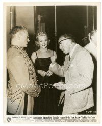 7s968 WEST POINT STORY candid 8x10 still '50 Raoul Walsh visits James Cagney & Virginia Mayo on set!