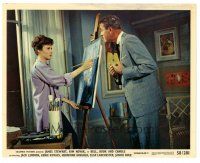 7s022 BELL, BOOK & CANDLE color 8x10 still '58 James Stewart looks at Janice Rule painting!