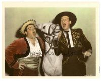 7s051 RIO RITA color 8x10 still '42 wacky c/u of Bud Abbott & Lou Costello singing with donkey!