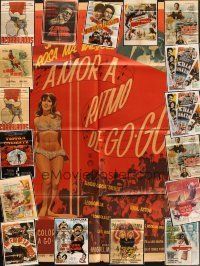 7t051 LOT OF 18 FOLDED MEXICAN POSTERS '40s-70s cool different artwork from a variety of movies!