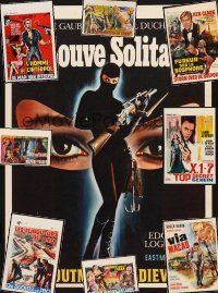 7t105 LOT OF 9 UNFOLDED & FORMERLY FOLDED BELGIAN POSTERS FOR EUROPEAN CRIME MOVIES '60s cool art