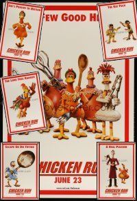 7t122 LOT OF 6 UNFOLDED DOUBLE-SIDED TEASER ONE-SHEETS FROM CHICKEN RUN '00 wacky claymation!