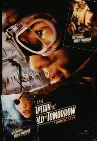7t124 LOT OF 3 UNFOLDED DOUBLE-SIDED TEASER ONE-SHEETS FOR SKY CAPTAIN & THE WORLD OF TOMORROW '04