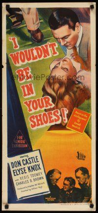 7w661 I WOULDN'T BE IN YOUR SHOES Aust daybill '48 Cornell Woolrich, Castle, Elyse Knox, cool art!