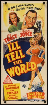 7w663 I'LL TELL THE WORLD Aust daybill '45 Lee Tracy, Brenda Joyce, radioland goes rip-roaring!