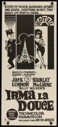 7w668 IRMA LA DOUCE Aust daybill R60s Shirley MacLaine & Jack Lemmon, directed by Billy Wilder!