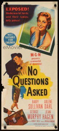 7w679 NO QUESTIONS ASKED Aust daybill '51 treacherous Arlene Dahl, a double-crossing doll!
