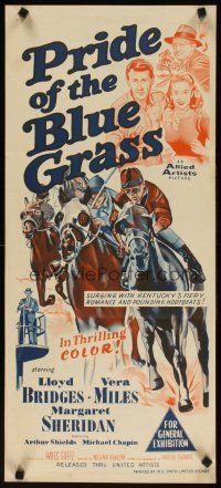 7w704 PRIDE OF THE BLUE GRASS Aust daybill '54 Lloyd Bridges, Vera Miles, cool horse racing art!