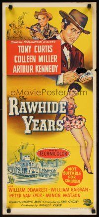 7w710 RAWHIDE YEARS Aust daybill '55 poker playing Tony Curtis + sexy Colleen Miller & Kennedy!