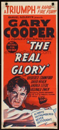 REAL GLORY Aust daybill R50s Gary Cooper, the story of a U.S. Army doctor's adventures!