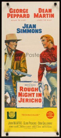 7w727 ROUGH NIGHT IN JERICHO Aust daybill '67 Dean Martin & George Peppard with guns drawn!